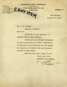 1917 FRANCIS mining Letterhead SUPERIOR COAL COMPANY Raton New Mexico KAVANAUGH - Picture 1 of 1