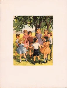 Ilustración vintage de MARIEL WILHOITE - Niños jugando al granjero en el Dell - Imagen 1 de 3