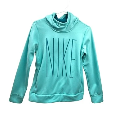 Nike Niñas Niños Pullover Sudadera con Capucha Top Como Nuevo Verde Azulado Talla Pequeña Capucha Cuello Foto 1 de 4