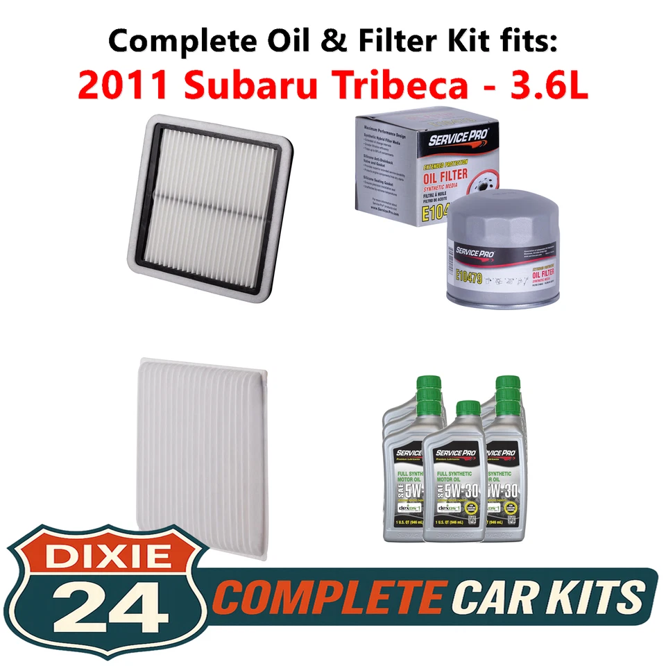 Fits: 2011 Subaru Tribeca 3.6L Complete Oil, Air & Cabin Filter Kit (5W-30) Foto 1 de 4
