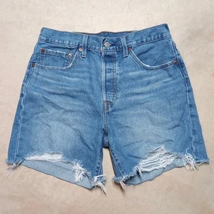 Levi’s 501 Distressed Cut Off Jeans Größe 30 Button Fly Denim Jorts - Bild 1 von 9