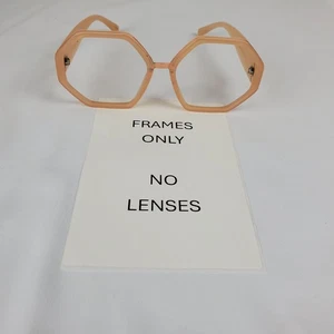 Tahari Beige golden accent hexagon Eye Glass Frames women's Vintage Look Clean - Picture 1 of 16