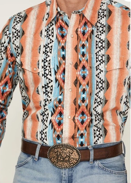 Wrangler Mens Checotah Southwestern Pearl Snap Shirt XL Western Country New - Image 1 of 4