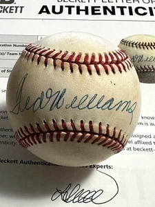 TED WILLIAMS 12 SIGNED AUTOGRAPHED OAL BASEBALL! Red Sox HOF!  FULL BECKETT/BAS! - Picture 1 of 3