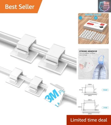 Clips de cable de pared blancos compactos - 100 piezas para soluciones de cableado para exteriores e interiores Foto 1 de 4