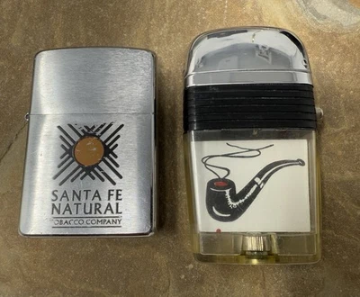 Vintage Lighter Lot  Advertising Zippo Lighter  & Scripto Clear Lighter - Image 1 of 4