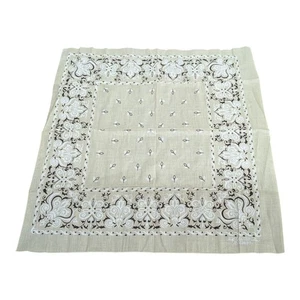 Vintage 50s Fast Color Cotton Bandana RN 14193 Floral Selvedge Excellent Beige E - Bild 1 von 5