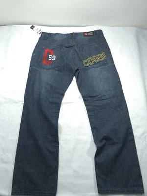 Coogi Jeans Mens 38x32 Embroidered Baggy Wide Street Dark Whiskers NWT - Image 1 of 4