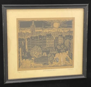 Saro "Grabrodretorv" Eget Tryk Dänischer Holzschnitt signiert 1965 - Bild 1 von 8