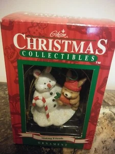 1995 Gibson Greetings Christmas Collectibles Making Friends Ornament Bunnies - Picture 1 of 4