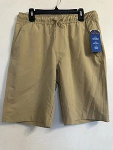 New Nautica Boys Uniform Shorts Performance Khaki 16 Regular Drawstring Waist - Picture 1 of 3