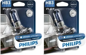 HB3 9005 PHILIPS Diamond Vision 5000K Ultimate White Light Bulbs Headlamp - Picture 1 of 4
