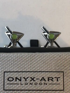 Men’s Novelty “ Cocktail/ Martini “ Cufflinks By Onyx Art - Picture 1 of 5