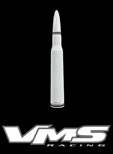 VMS RACING FORD F150 F250 50 CAL CALIBER BULLET ALUMINUM SHORT ANTENNA WHITE KIT
