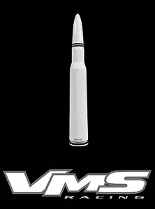 VMS RACING FORD F150 F250 50 CAL CALIBER BULLET ALUMINUM SHORT ANTENNA WHITE KIT - Picture 1 of 3