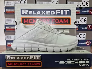 SKECHERS WOMENS SHOES WHITE LADIES WORK SAFTEY SR MEMORY FOAM TRAINERS UK 6 8 - Picture 1 of 16