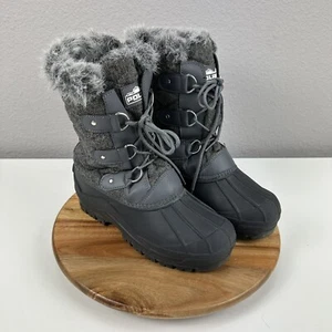 Botas para clima de nieve forradas de piel polar grises para mujer 8 invierno lluvia acogedoras con cordones de goma - Imagen 1 de 8
