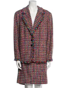 Escada Colorful Fringe Trim Tweed Suits ( Jacket and Skirt ) ( 46 ) - Picture 1 of 16