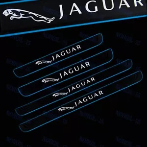 Black 4PCS Set Car Door Scuff Sill Cover Panel Step Protector Rubber For Jaguar - Bild 1 von 6