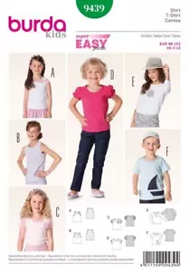 BURDA KIDS 9439 UNISEX T SHIRT TOPS Sewing Pattern Ages 3- 12y Skill: SUPER EASY - Picture 1 of 12