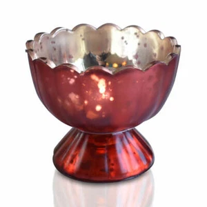 Suzanne Mercury Glass Chalice Candle Holder - Rustic Red Copper - Picture 1 of 4