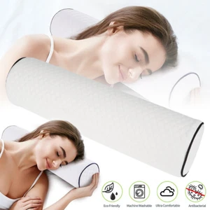 Bolster Pillow Cervical Neck Roll Memory Foam Pillow Round Neck Pillow UK STOCK - Picture 1 of 9