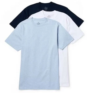 Stafford 3er-Pack Herren 100 % Baumwolle schwer Rundhalsausschnitt T-Shirt marineblau weiß - Bild 1 von 3