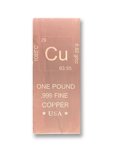 1 Pfund Kupferbarren - Chemie Element Design - 1 Pfund (454 g) Feinkupfer [Cu] - Bild 1 von 8