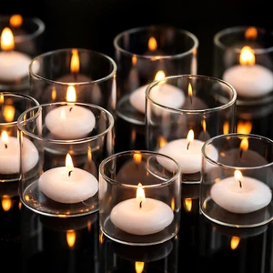 Votive Tealight Candle Holders - 48 Pcs Clear Glass Tea Light Holders Bulk Small - Picture 1 of 7