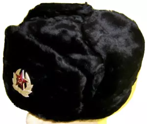 Russian Navy/Subs/Marines Winter Hat+Insignia/Black/BIG size/FREE SHIP IN THE US - Picture 1 of 6