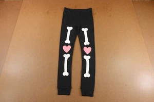 Carter's Girls Size 10 Black Skeleton Heart Graphic Snug Fit Pajama Pants New - Picture 1 of 4