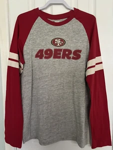San Francisco 49ers Long Sleeve T-Shirt Men's L Gray Red White Stripes on Sleeve - Picture 1 of 9