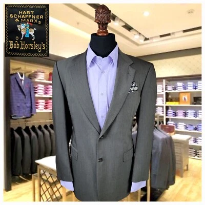 HART SCHAFFNER Hombres Blazer Lana 41L Verde Oliva Geométrico Traje Deportivo Abrigo EE. UU. Foto 1 de 4