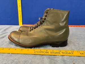 Stacy Adams Madison Grey Leather Dress Biscuit Cap Toe Ankle Boots Men's 8 D - Picture 1 of 21