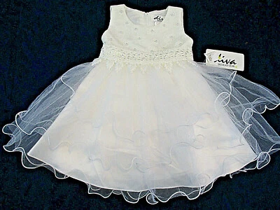 Vestido DIVA BEHAVIOR Niñas Talla 24 Mos Blanco Boda Elegante Especial Tul PASCUA NUEVO CON ETIQUETAS Foto 1 de 4