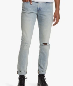 New FRAME Aspen Rips L'Homme Skinny Men's 38 x 32 Light Blue Mid Rise Jeans - Picture 1 of 13
