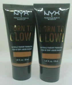 2 piezas de maquillaje profesional NYX base radiante nacido para brillar caoba 1 fl oz - Imagen 1 de 2