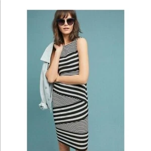 Bailey 44 FAB! Frontera Striped Black/White Stretch Knit Knee Length Dress  S - Picture 1 of 6