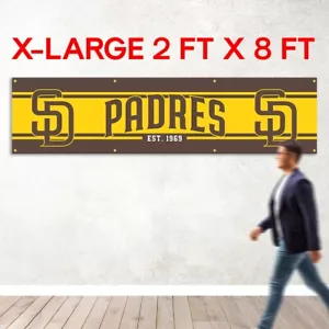 San Diego Padres Flag Large 2x8 FT Banner Logo Baseball MLB FREE SHIPPING - Picture 1 of 11