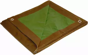 8x16 Multi-Purpose Brown/Green Medium Duty Dry Top Poly Tarp (8'x16') - Picture 1 of 12