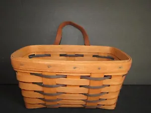 Longaberger 1995 GREEN Medium KEY Basket Leather Straps 9" X 5" X 4.5" - Picture 1 of 6
