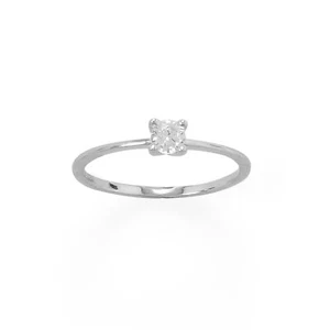 Authentic 925 Sterling Silver Round-cut Cubic Zirconia Solitaire Promise Ring - Picture 1 of 1