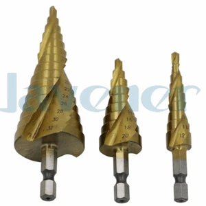 4-12 4-20 4-32 mm HSS 4241 Cono escalonado de acero Ti Recubierto Broca espiral Cortador de agujeros - Imagen 1 de 5