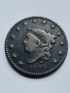 1828 Coronet Head Large Cent – Classic Early US Copper Coin - Picture 1 of 2