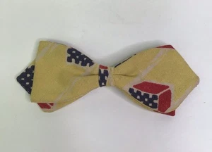 Vintage Clip On Bow Tie Yellow Red Black Art Deco Made In ENGLAND  - Picture 1 of 4