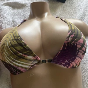 Top de bikini Shade & Shore para mujer talla grande estampado tropical verde, púrpura y rosa - Imagen 1 de 6