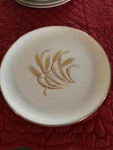 Homer Laughlin Golden Wheat Salad Plate 22k Gold Trim  1950's 7 1/8" - Picture 1 of 4