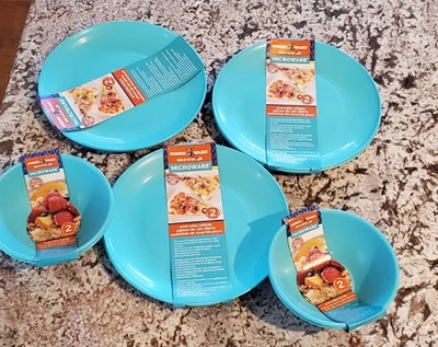 Nordic Ware Microwave BPA Everyday Free Robin Egg Blue Plates (6) (4) Bowls USA - Image 1 of 4