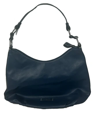 Bolsa de ombro de couro azul marinho NINE & COMPANY - Imagem 1 de 4