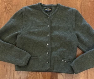 Geiger Of Austria Womens Boiled Wool Jacket Cardigan Sweater Sz 42 ( US 6) Green - Picture 1 of 11